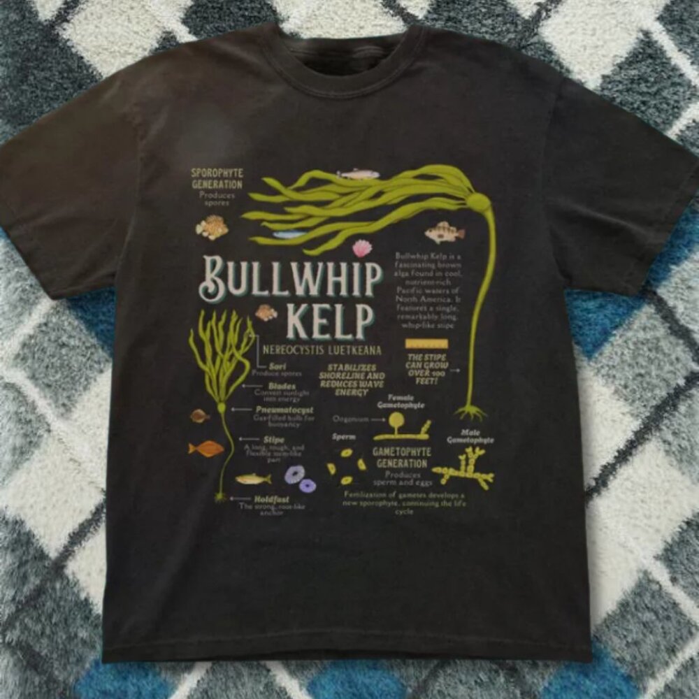 Bullwhip Kelp Graphic Tee - Marine Life Science Art - Ocean